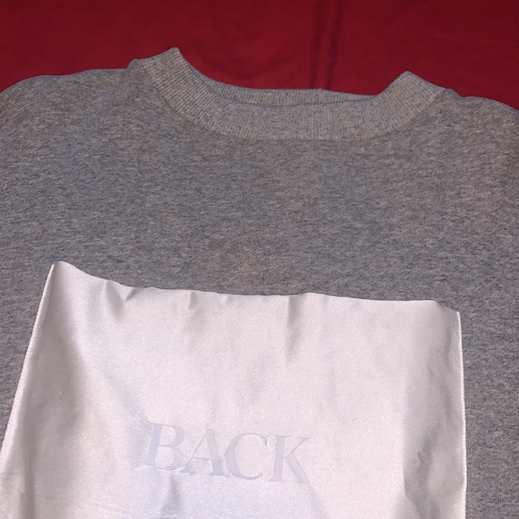 Ann-Sofie Back Grey Crew Sweater with White Attached Logo Square Size Small - Picture 4 of 8